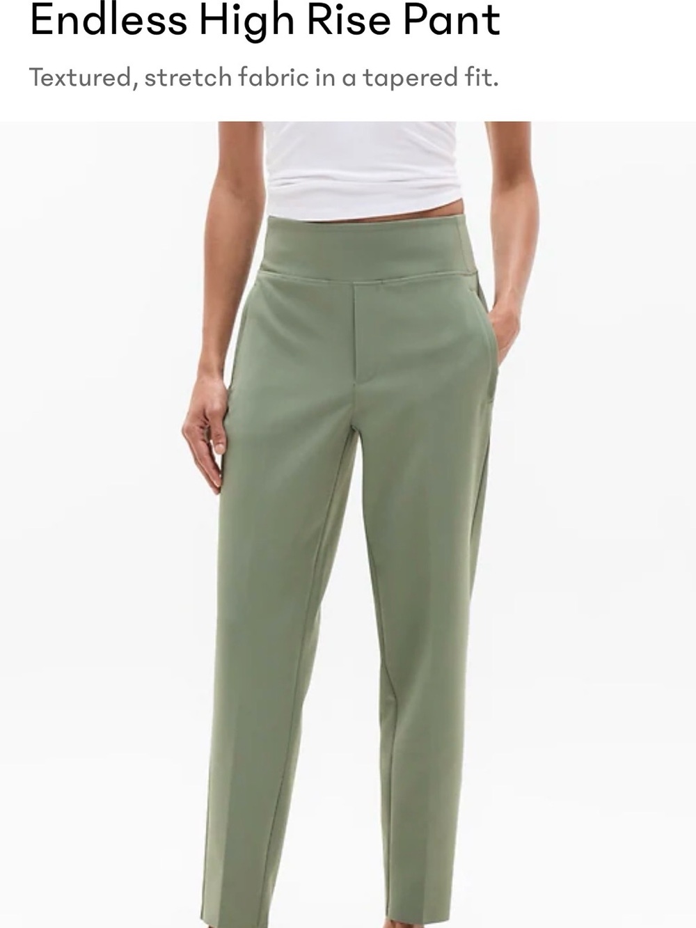 Athleta Ladies Sage Green Ponte Tapered Pants, Size 4P, NWT